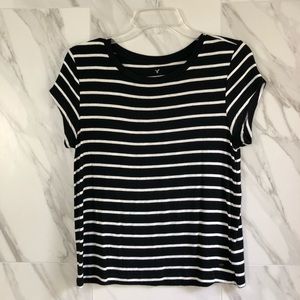 American Eagle Black and White Striped Shirt
